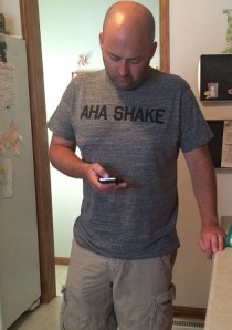 My super sweet merch tent purchase. Aha Shake T-shirt.