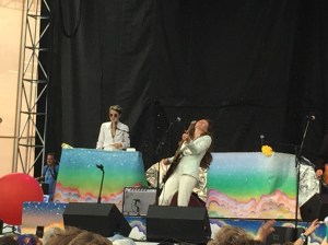 Miss Lewis in rock star pose